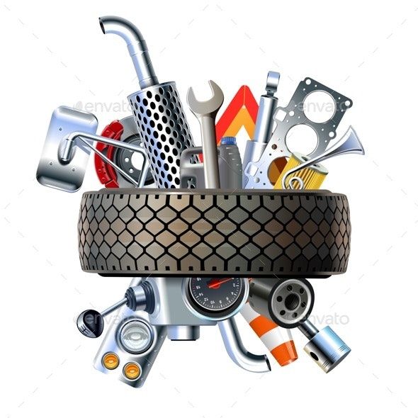 Vector Tire with Truck Spares