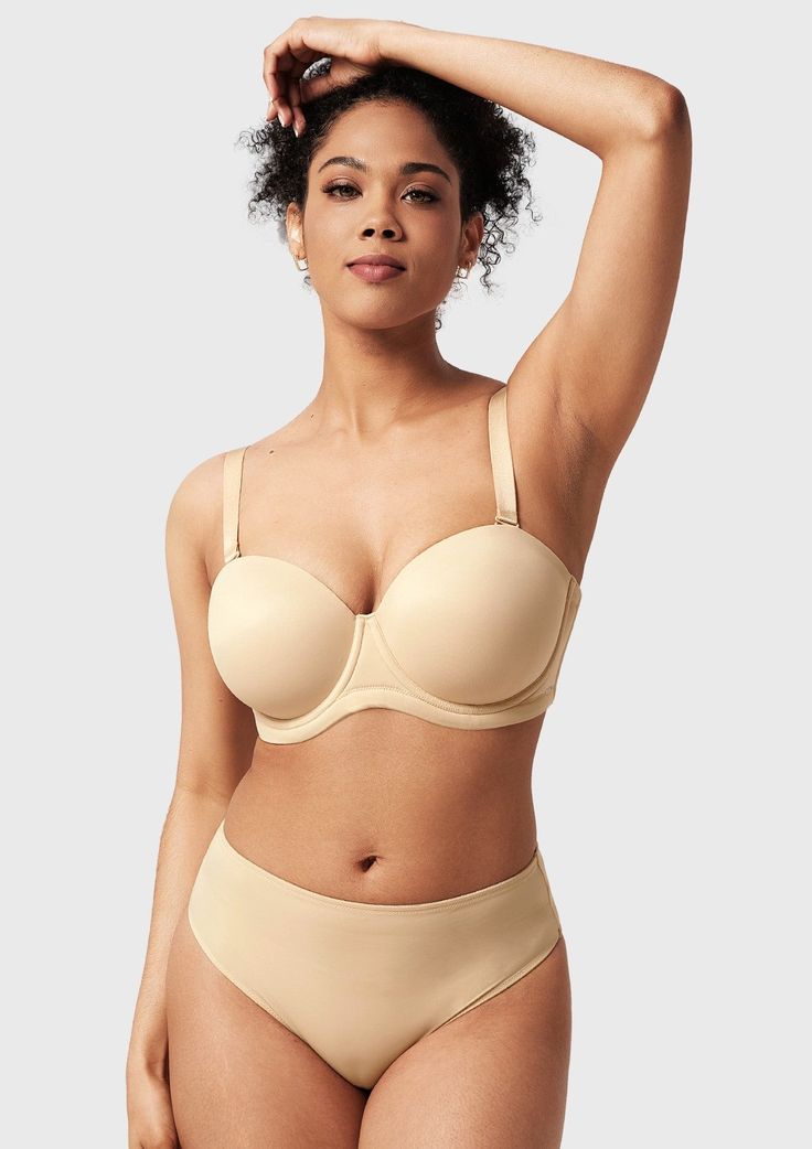 Classic Comfort Multiway Lightly Padded Underwire Strapless Bra - Beige _ 40 _ D