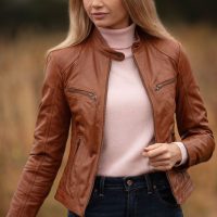 ‘Donna Milano’ Real Leather Fashion Biker Style Jacket Women Coat 'Donna Milano' Real Leather Fashion Biker Style Jacket Women Coat