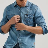 Wrangler x Buffalo Trace™ Men’s Revival Shirt in Indigo Wrangler x Buffalo Trace™ Men's Revival Shirt in Indigo